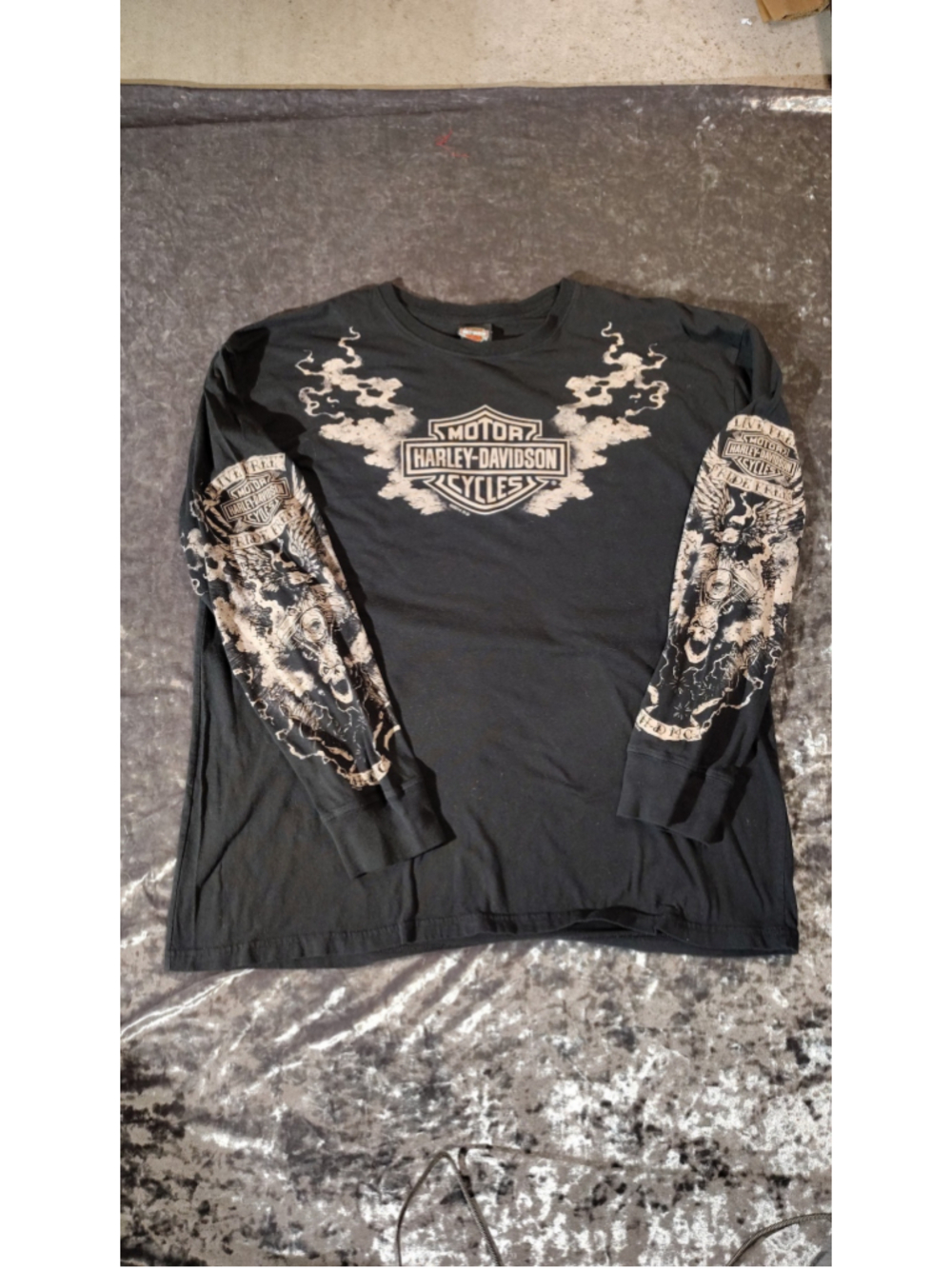 Men's Harley-Davidson Long Sleeve Tee Shirt XL Black Grey